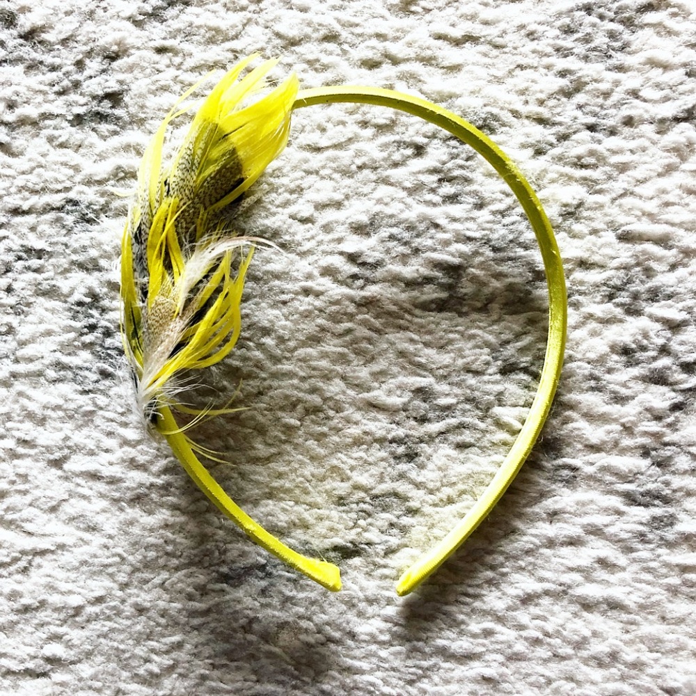 Vintage yellow & black feather Girls’ headband
